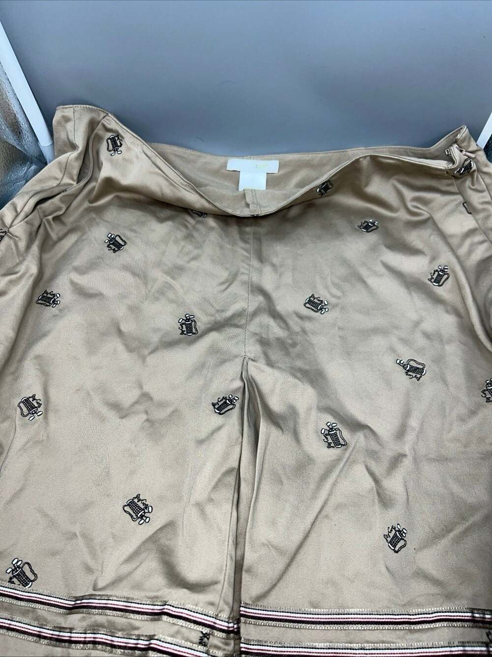 Liz Claiborne Tan Skorts with Black Embroidery